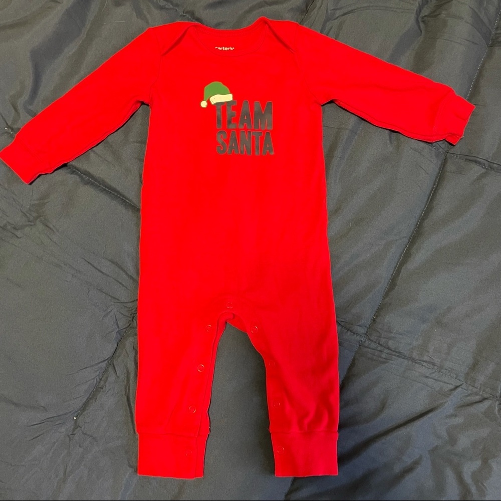 Carter’s long sleeve one piece Christmas outfit Size 9 Months